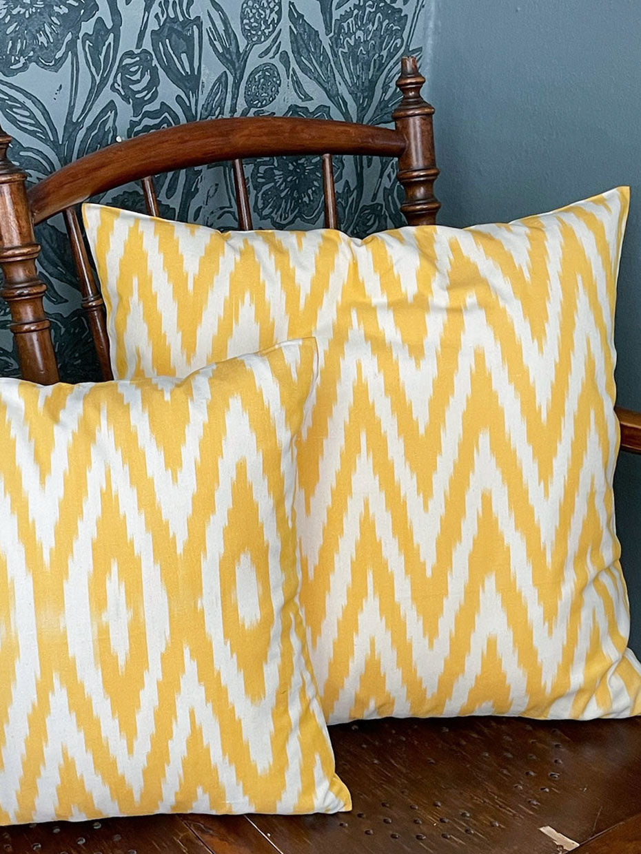 Ikat cushion cover sunny yellow 50 x 50 cm