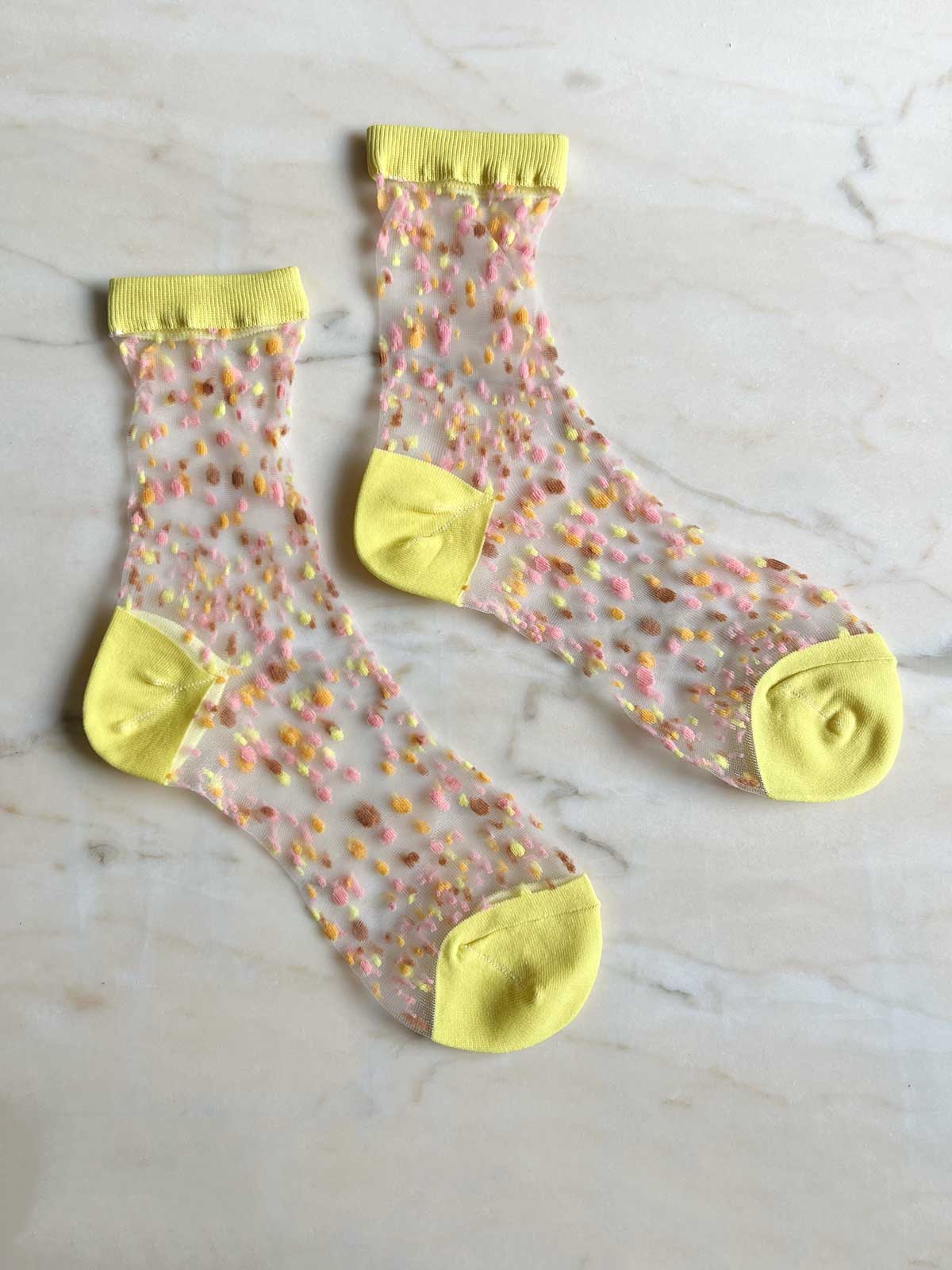 Jacquard Mesh Socks Confetti Yellow