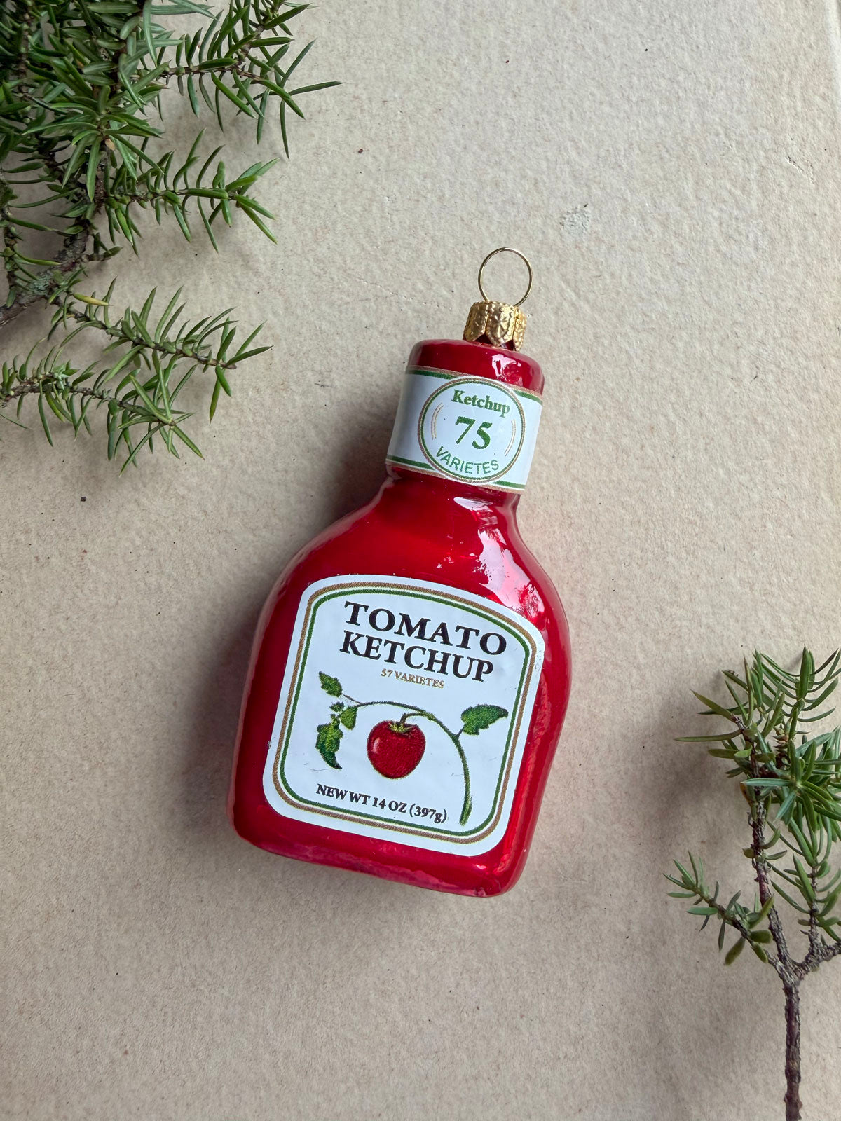 Ketchup Bottle Glass Ornament