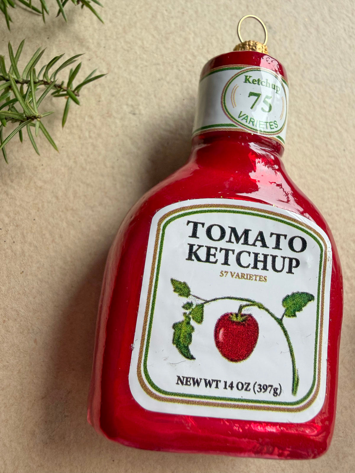 Ketchup Bottle Glass Ornament