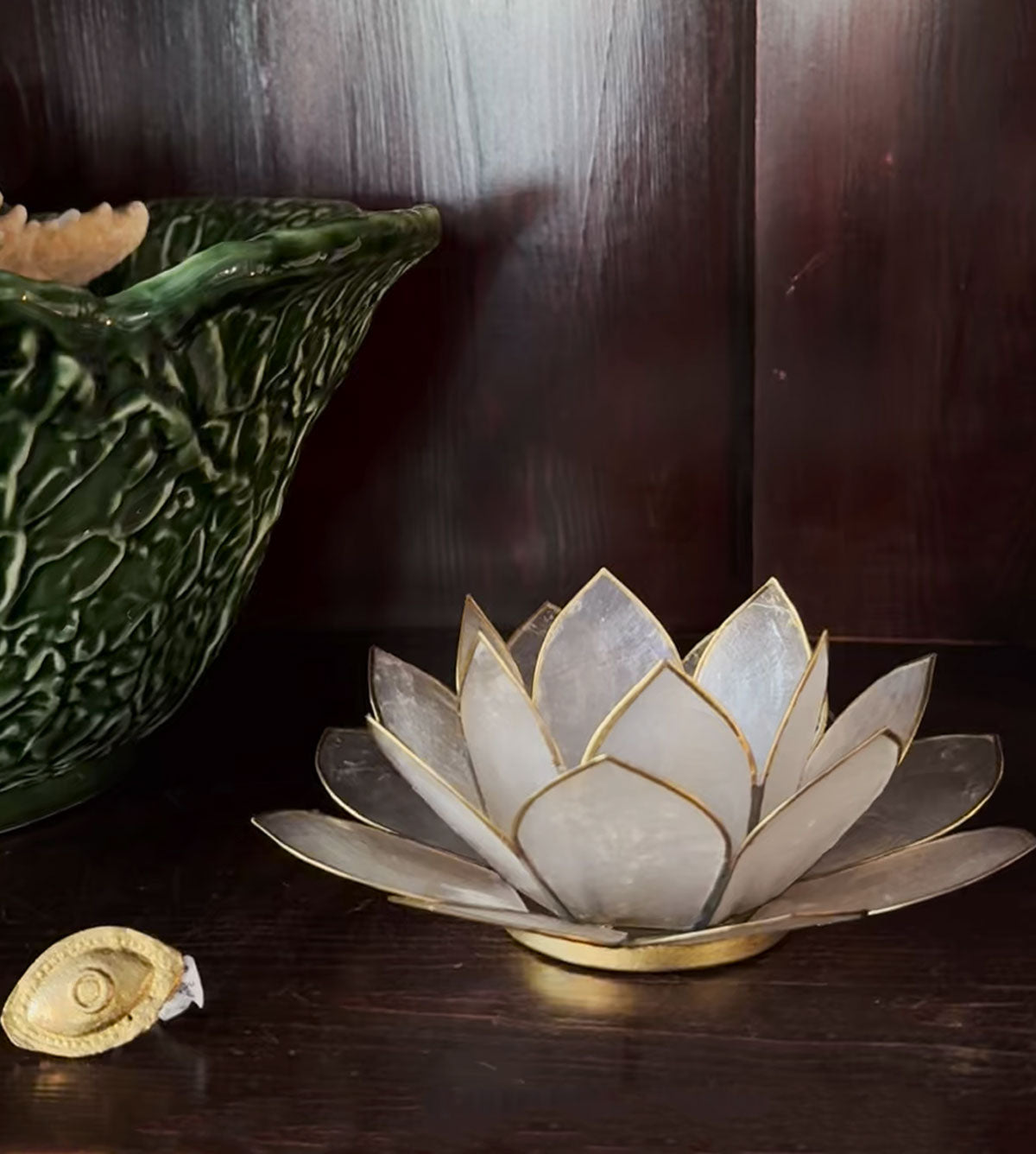 Lotus white capiz shell tealight holder