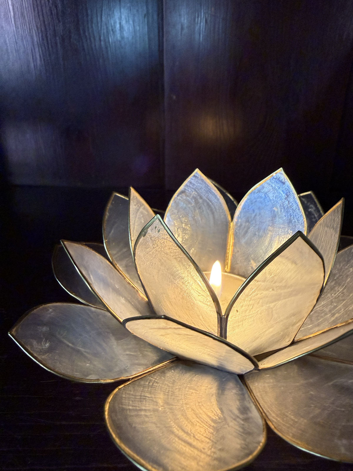 Lotus white capiz shell tealight holder