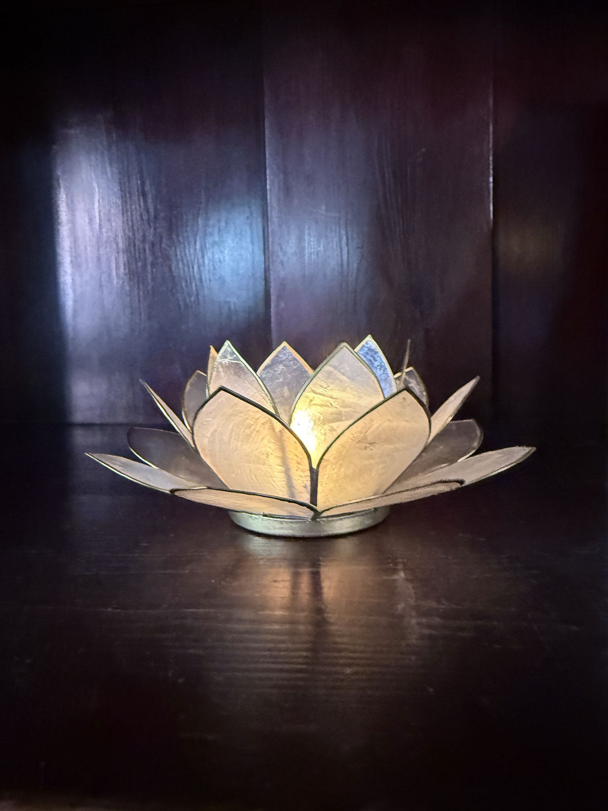 Lotus white capiz shell tealight holder