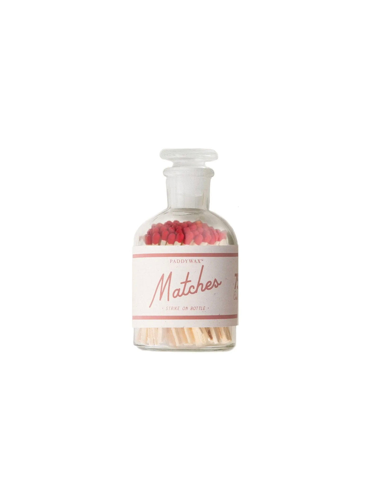 Glas bottle matches, red
