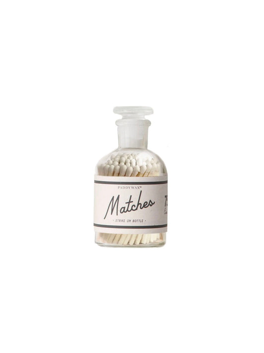 Glas bottle matches, white
