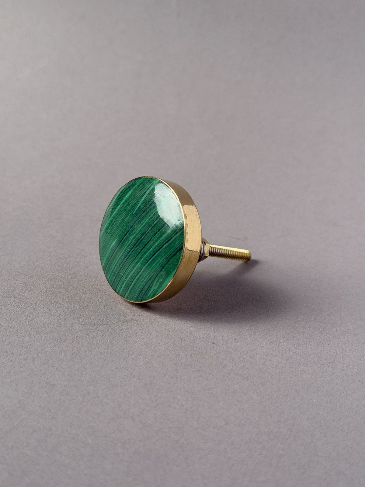 Brass knob malachite