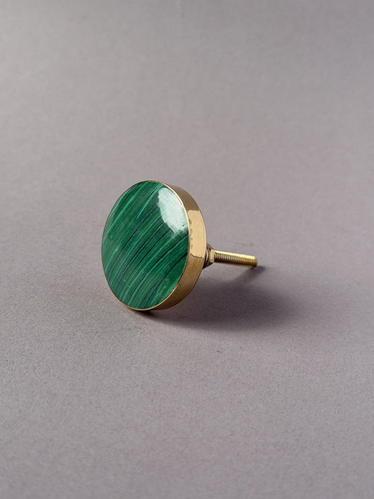Brass knob malachite