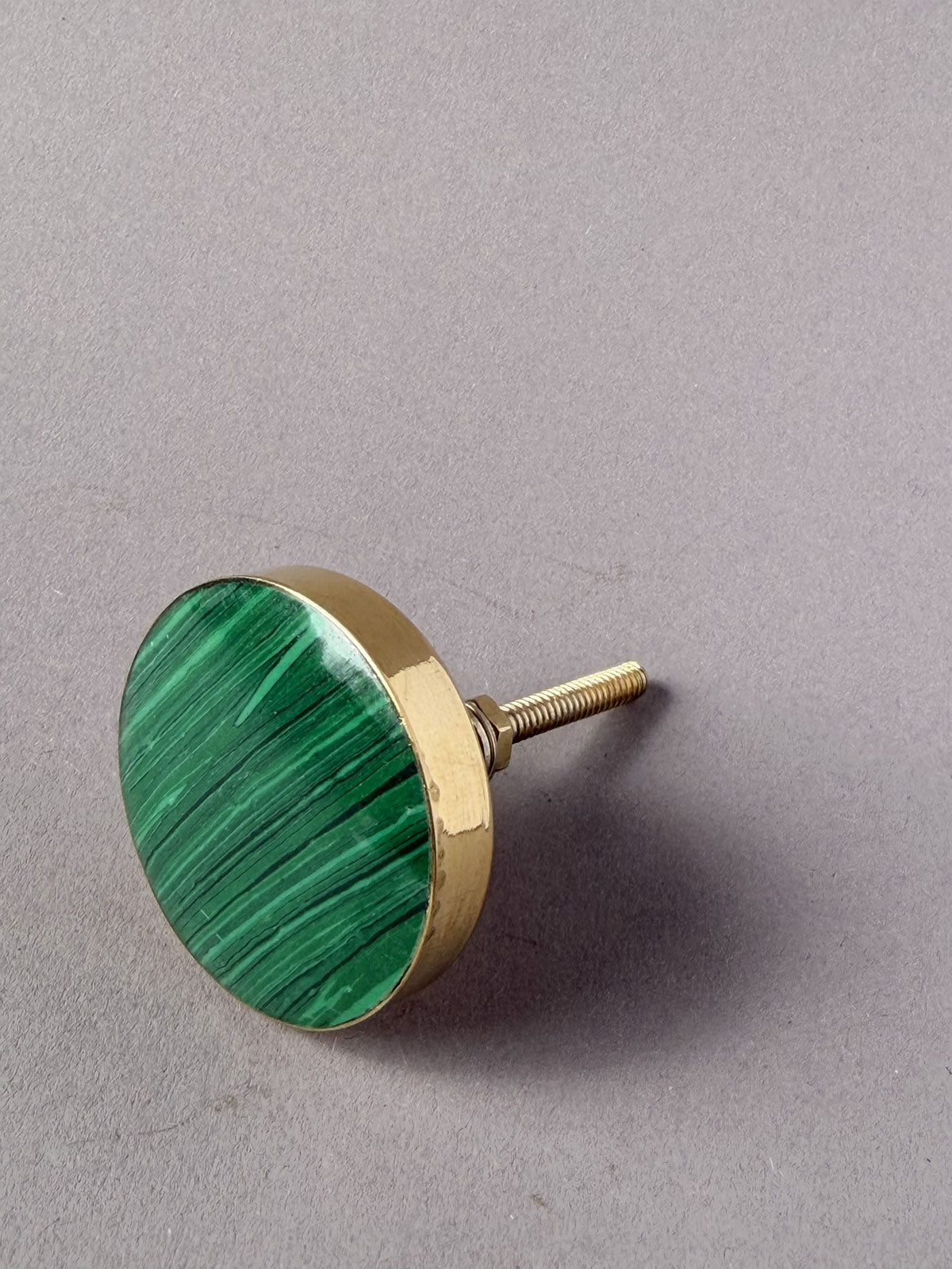 Brass knob malachite