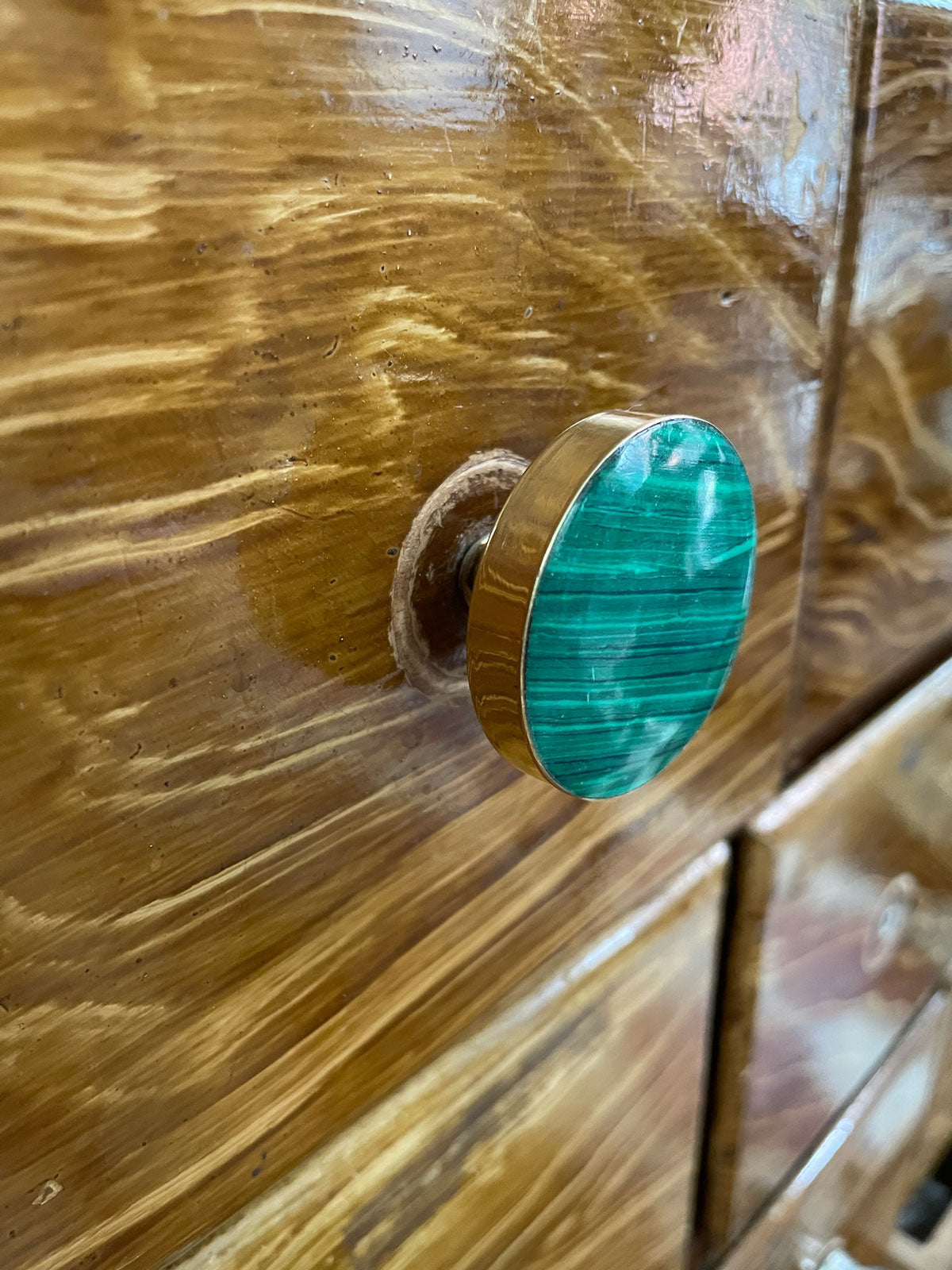 Brass knob malachite