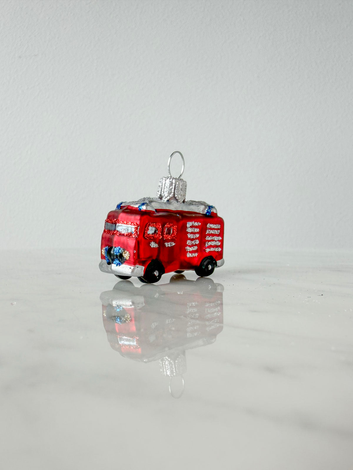 Fire Truck Glass Ornament