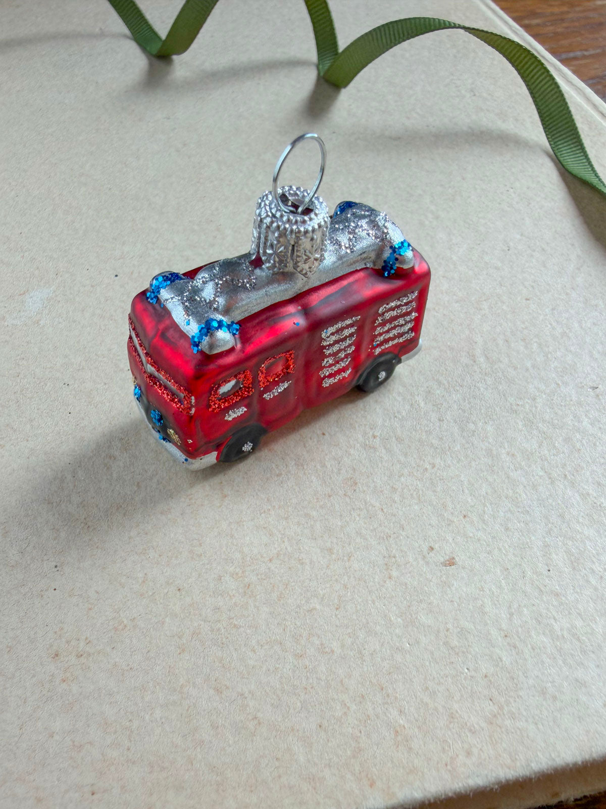 Fire Truck Glass Ornament