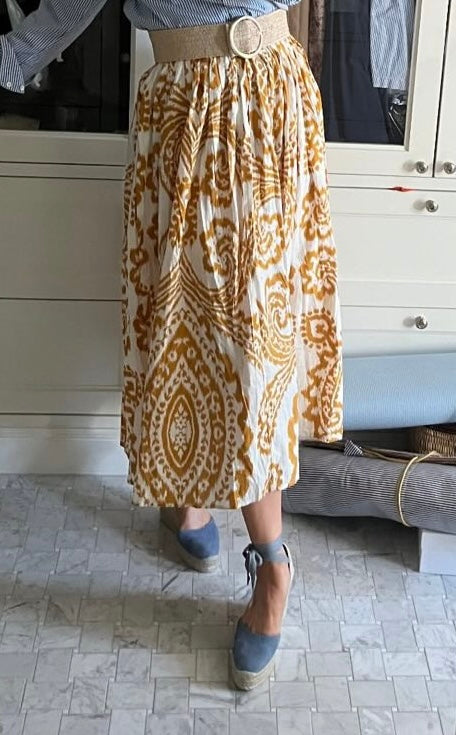 Mustard Ikat skirt