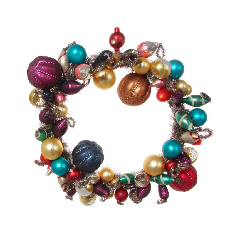 Colorful bauble wreath