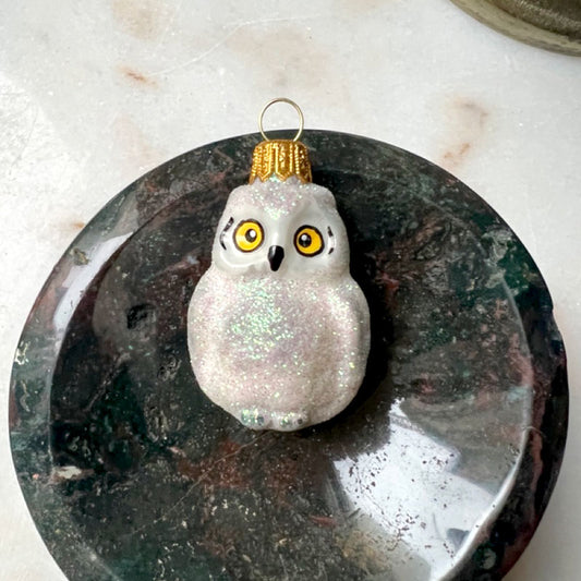 Glittery White Owl Ornament