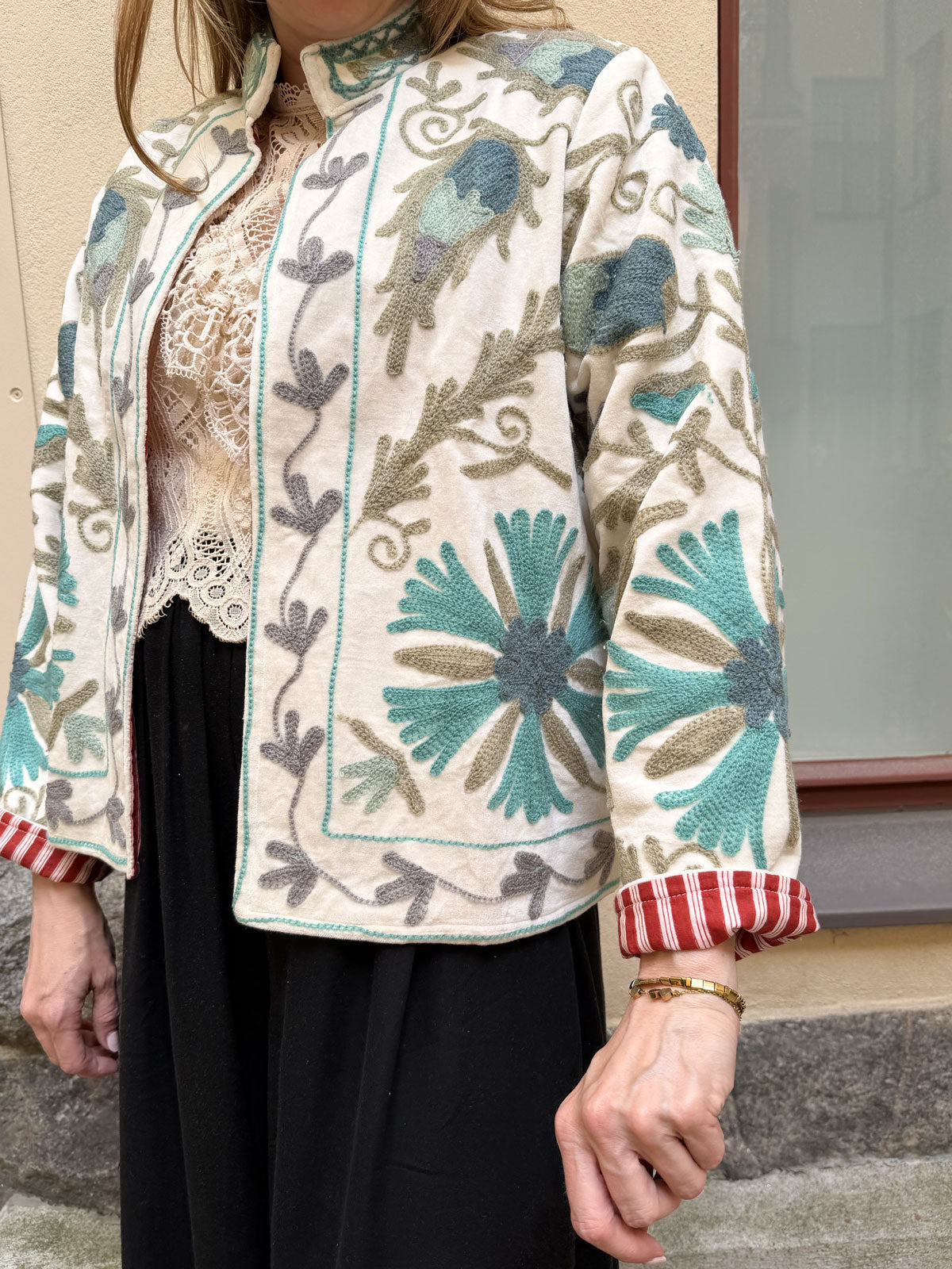 Paloma Velvet Jacket - White aqua