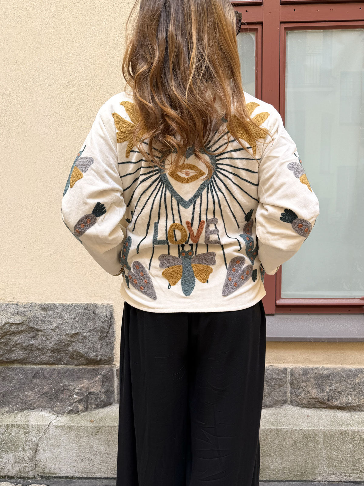 Paloma Velvet Jacket - White love birds