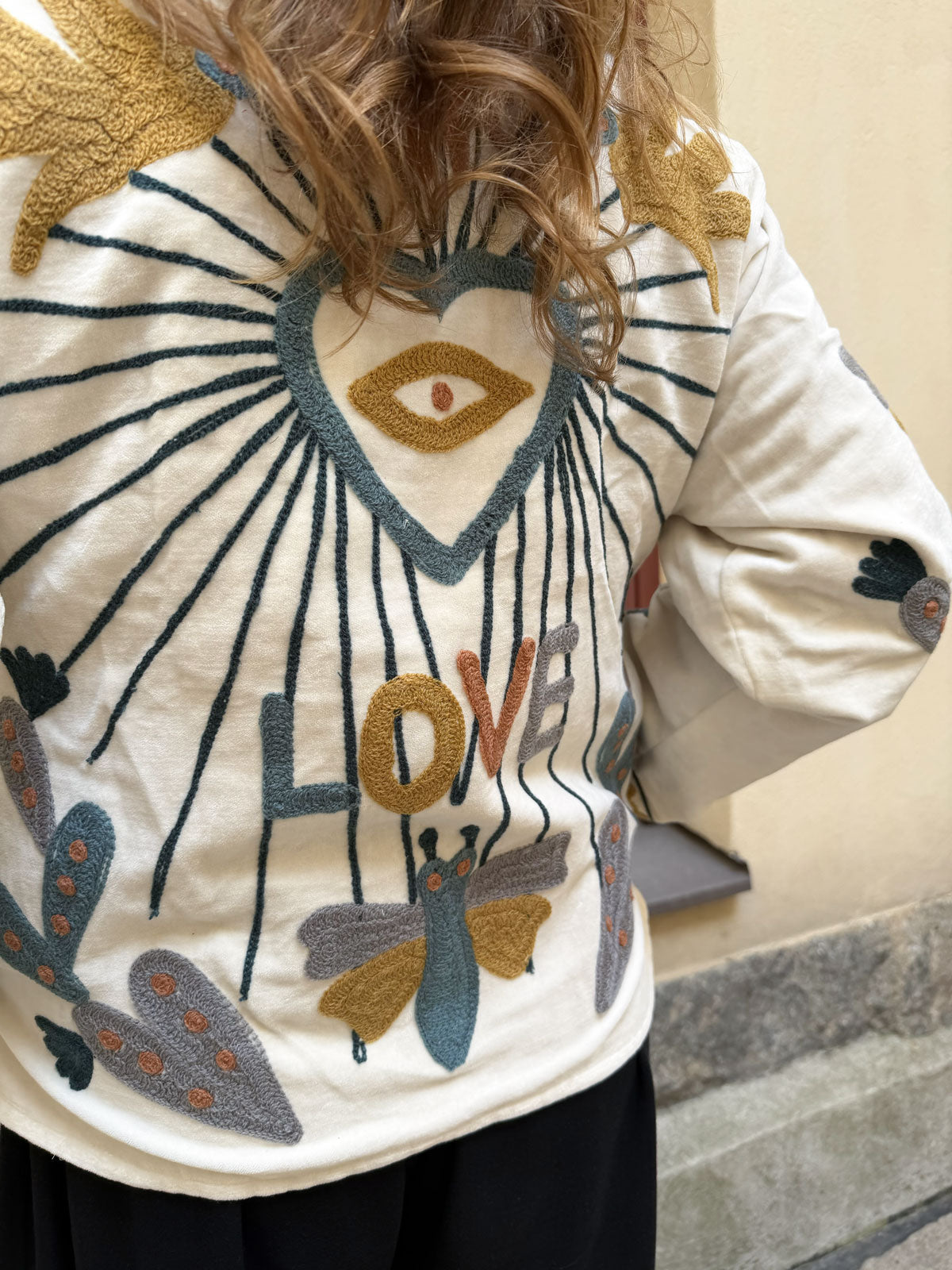 Paloma Velvet Jacket - White love birds