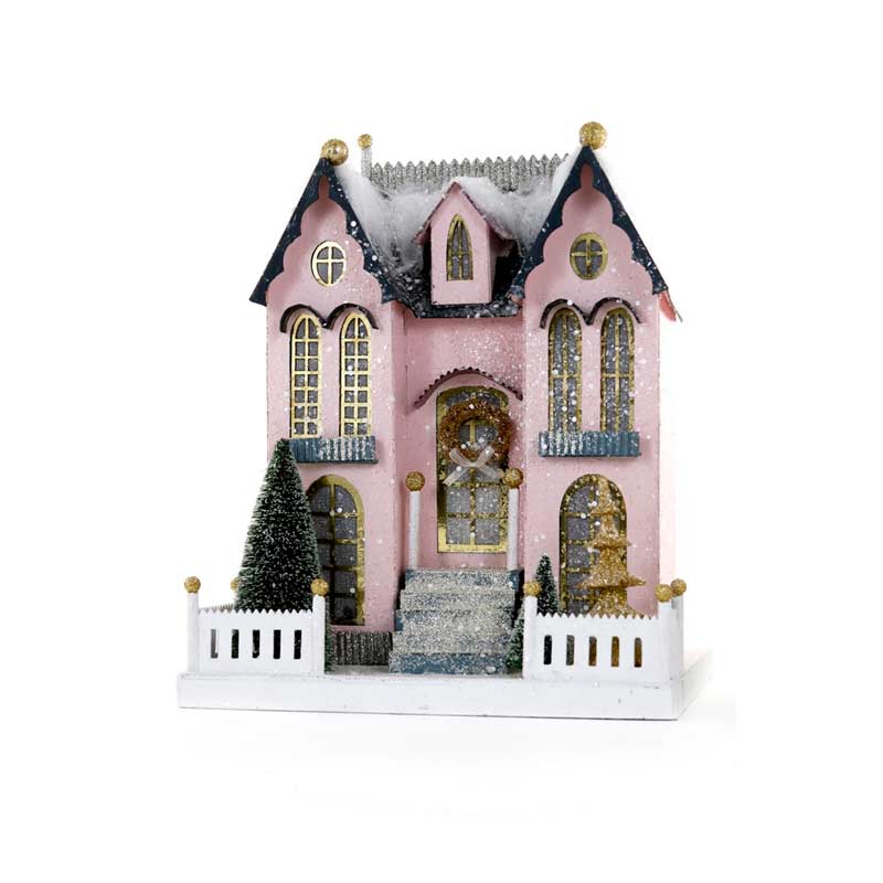 Pastel pink manor Christmas House