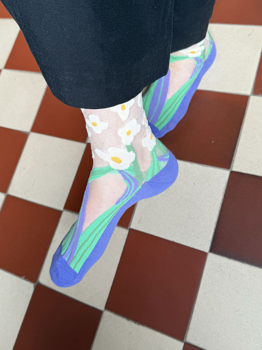 Jacquard Mesh Socks Primrose