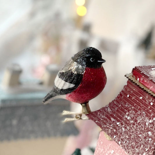 Bullfinch Bird Ornament with Clip