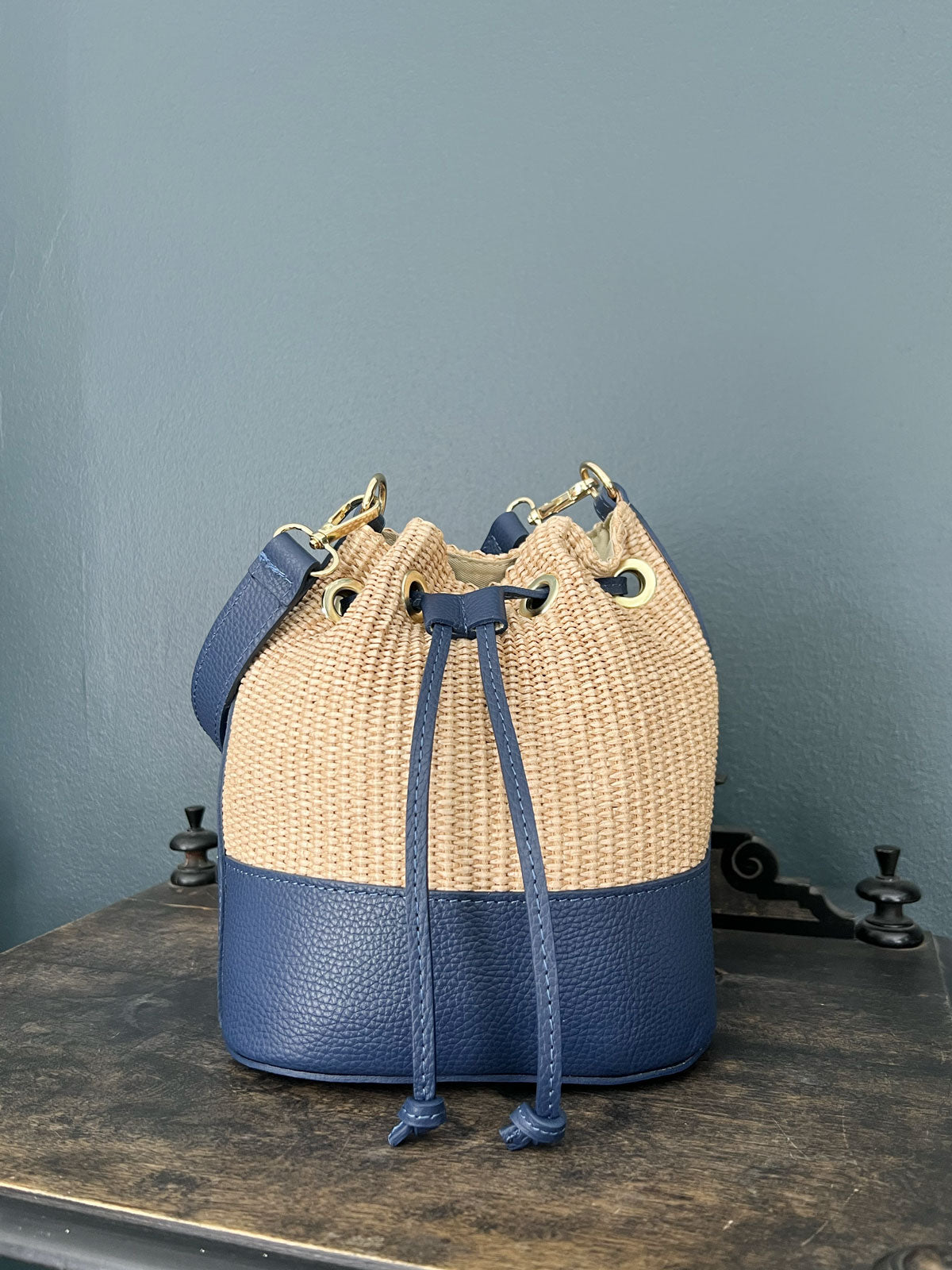 Raffia bag navy