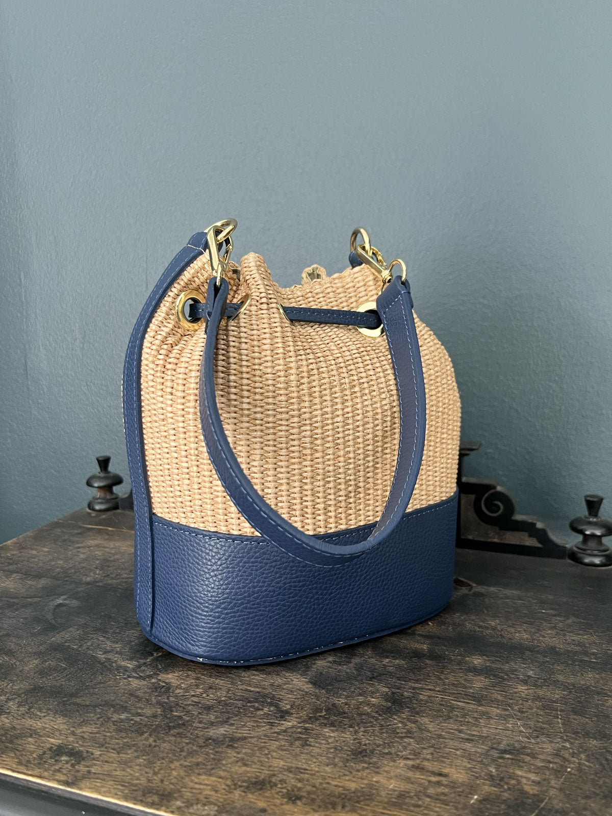 Raffia bag navy