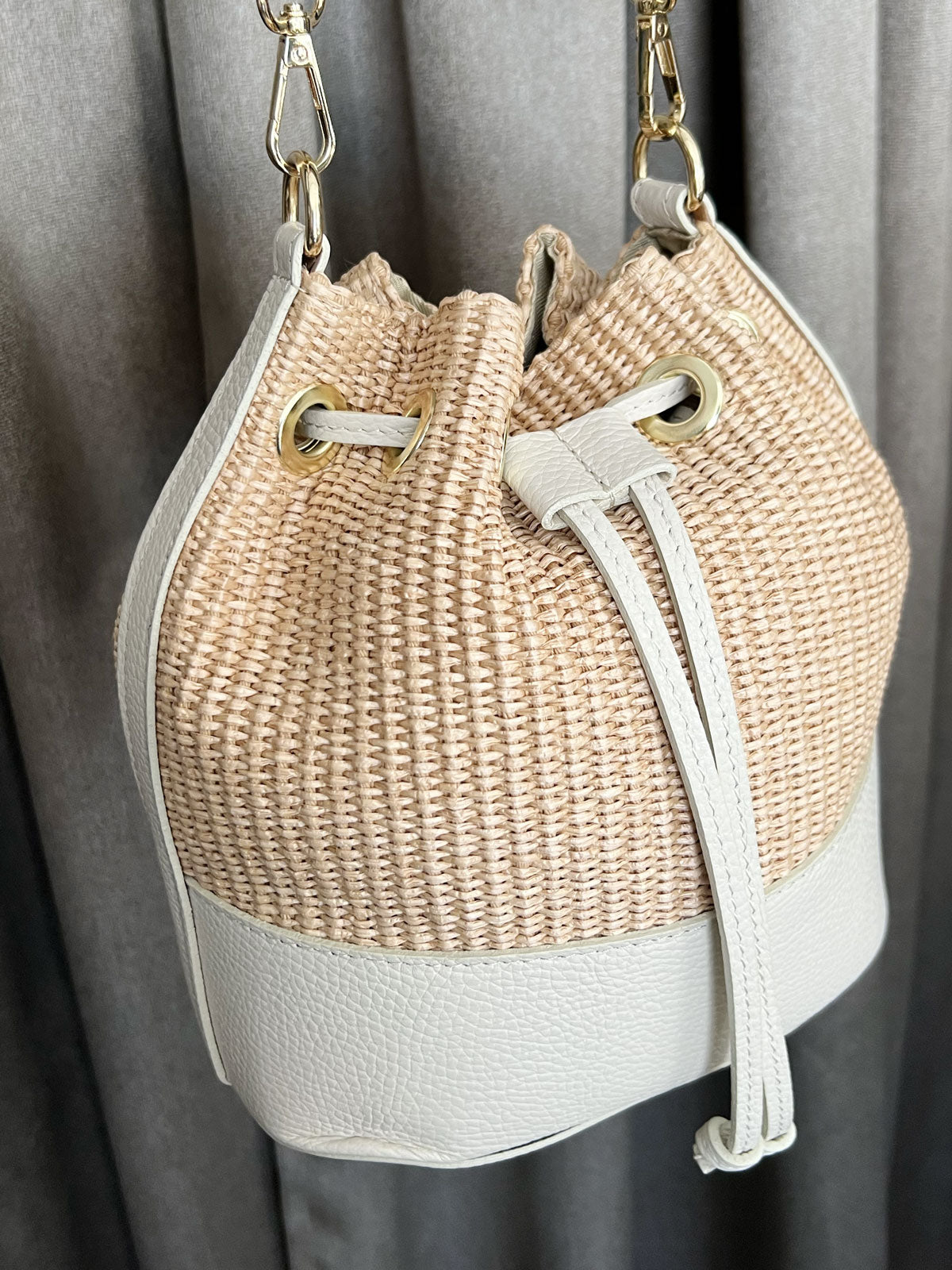 Raffia bag cream