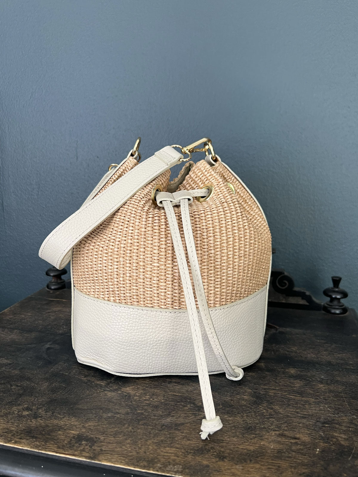 Raffia bag cream