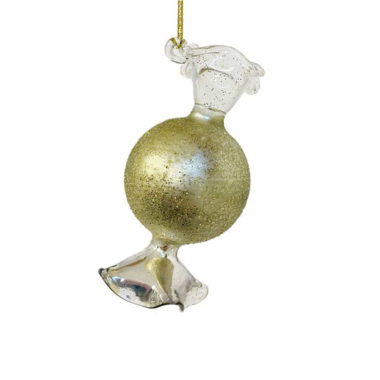 Glass candy ornament, green