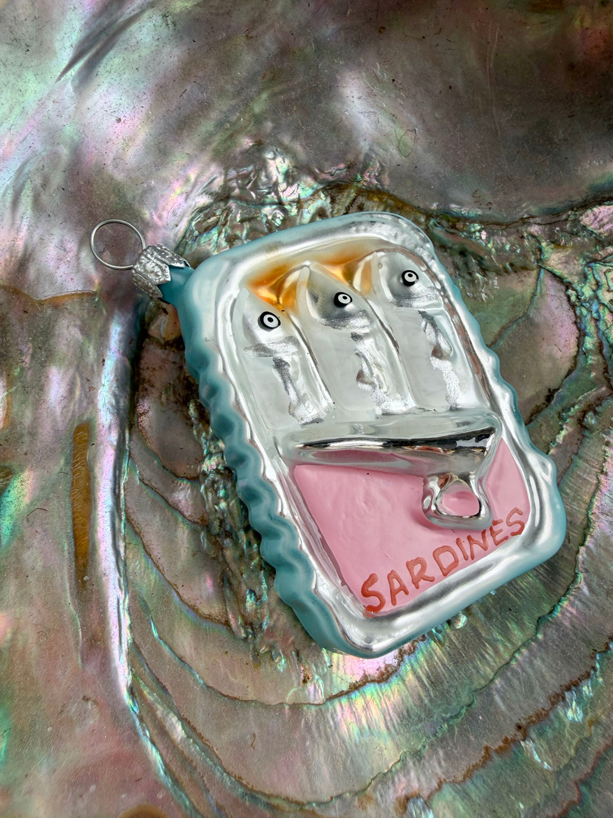 Sardine Tin Glass Ornament