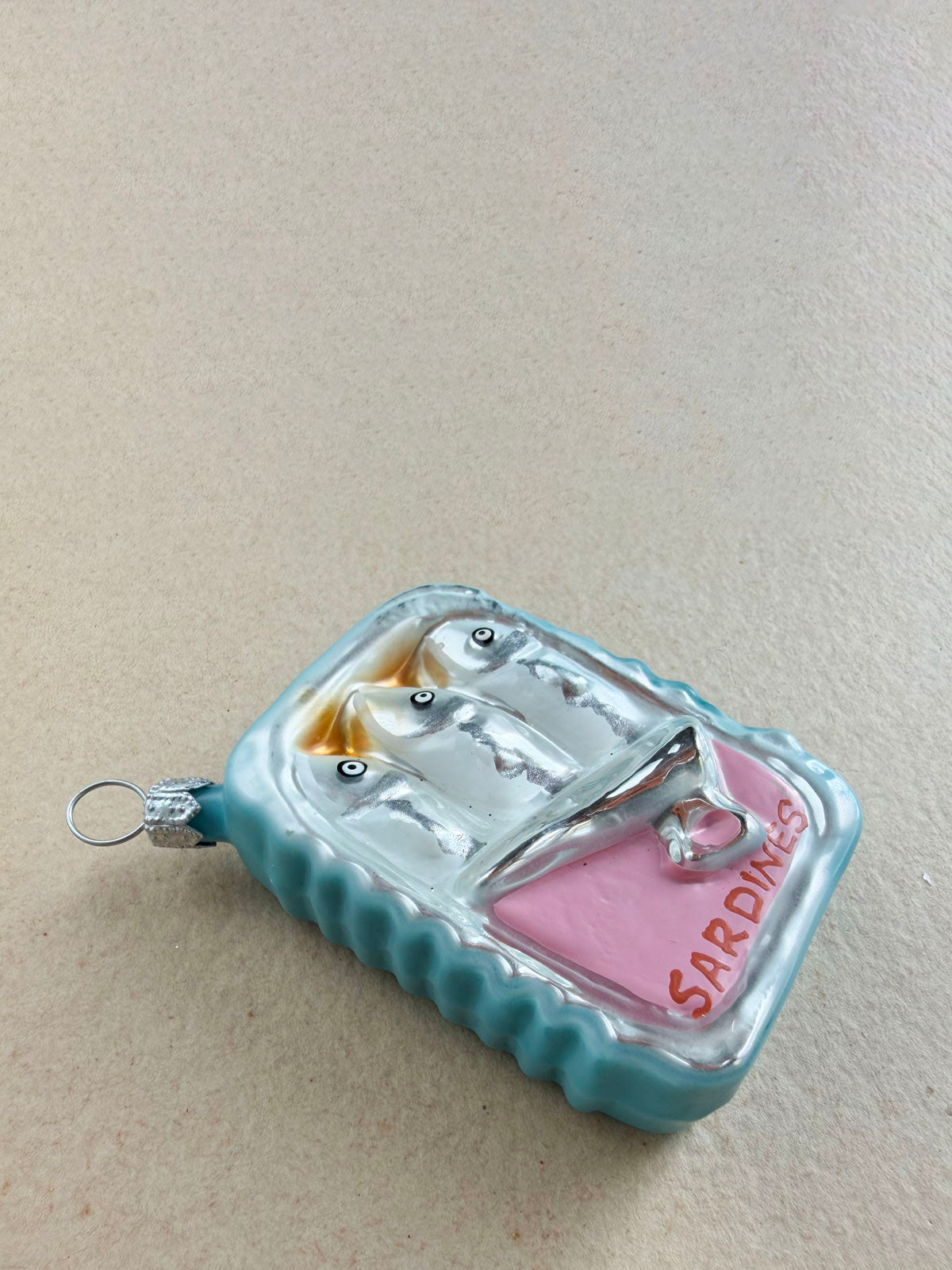 Sardine Tin Glass Ornament