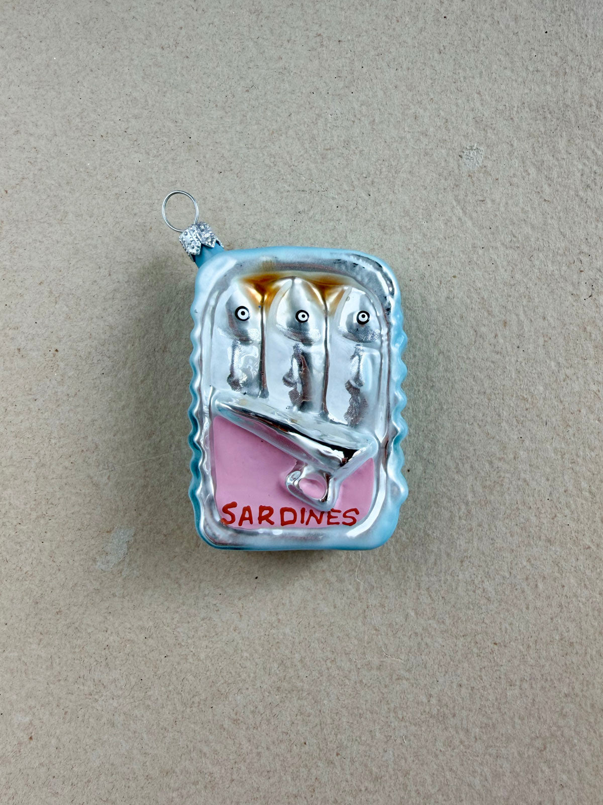 Sardine Tin Glass Ornament