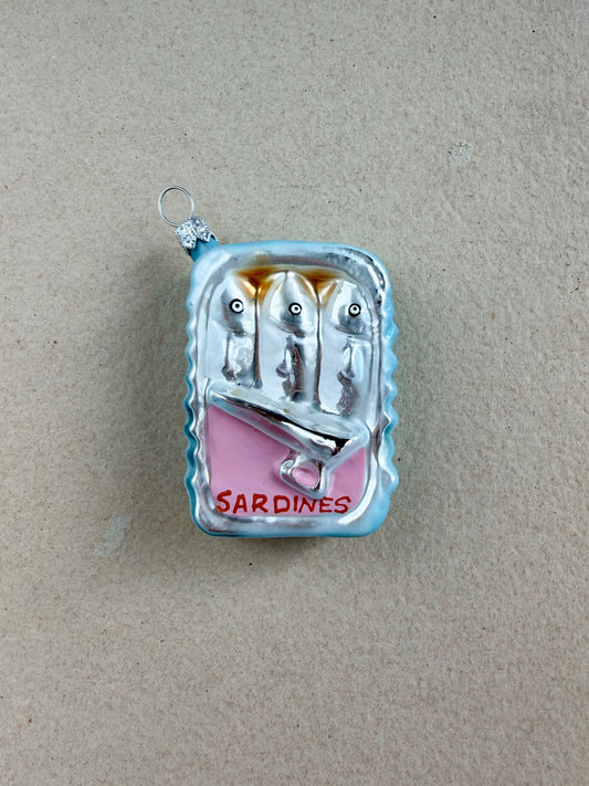 Sardine Tin Glass Ornament