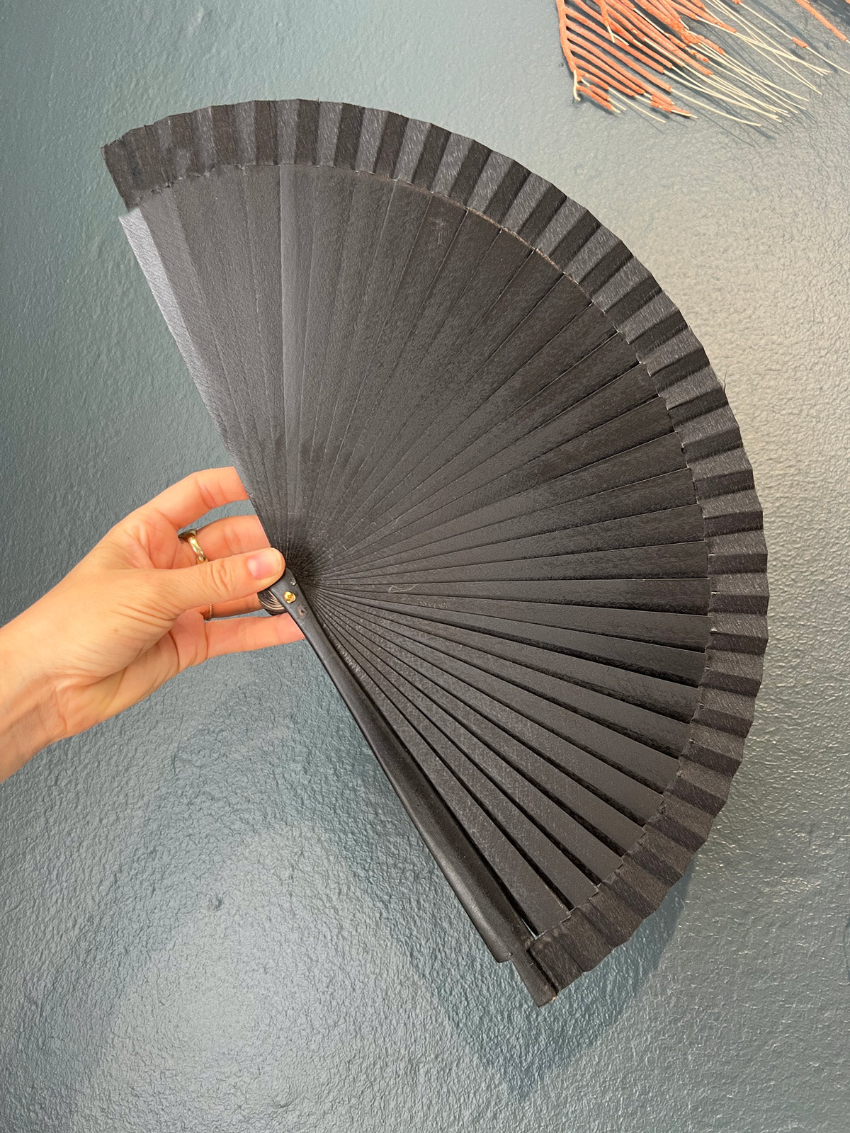 Wooden summer fan Black