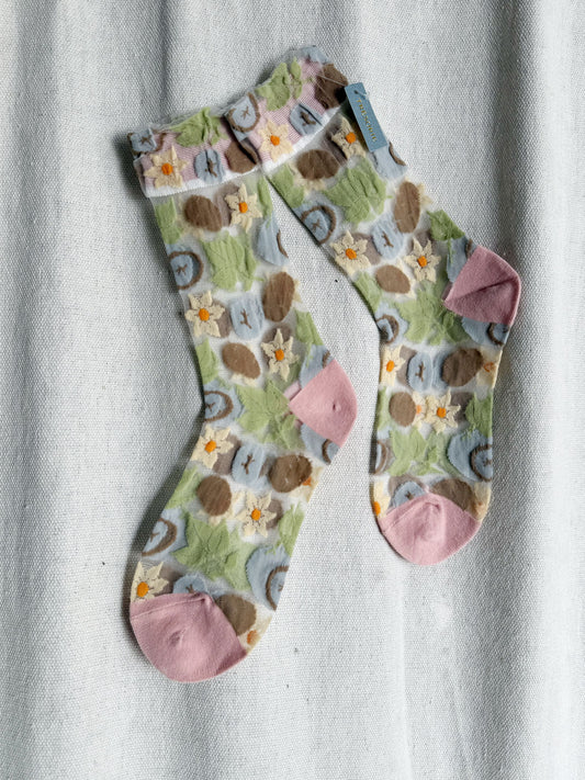 Jacquard Mesh Socks Garden Light
