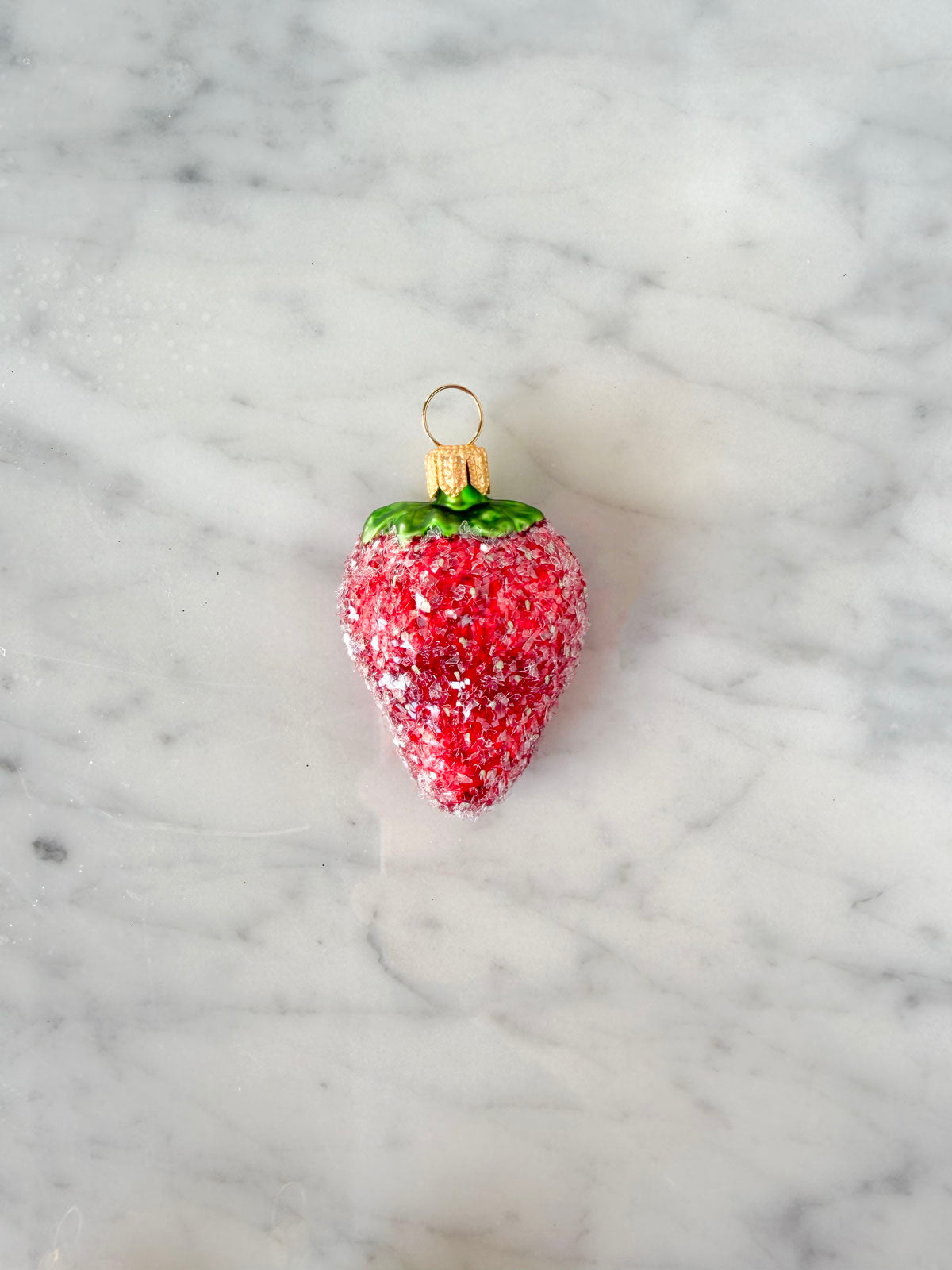 Half Strawberry Glass Ornament