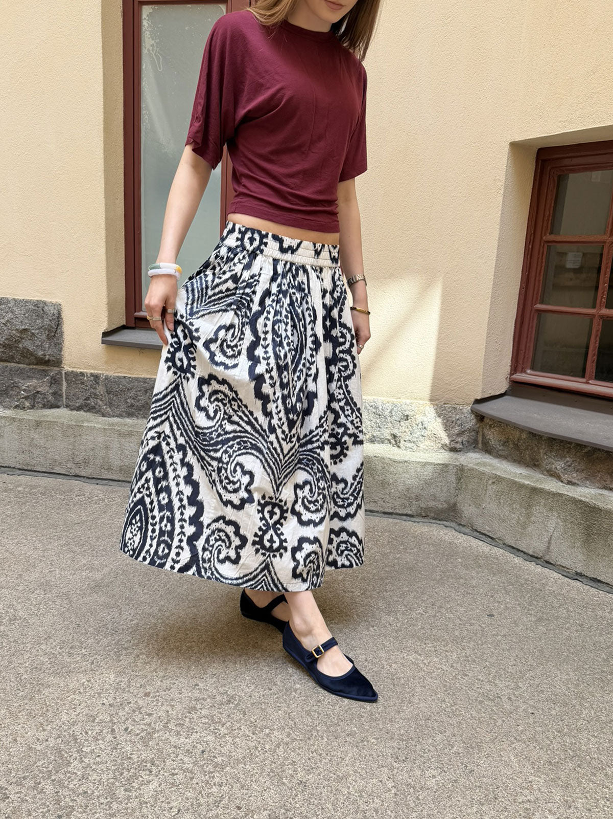 Trésorie summer skirt Ink blue ikat