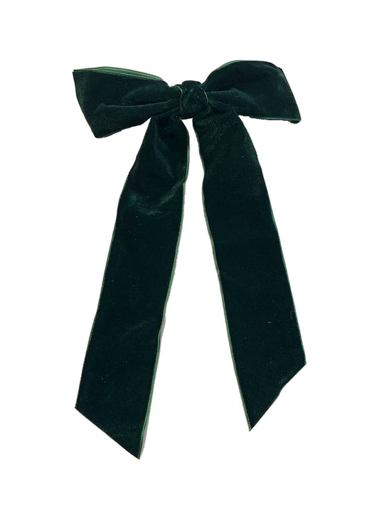 Tessa velvet bow barrette green