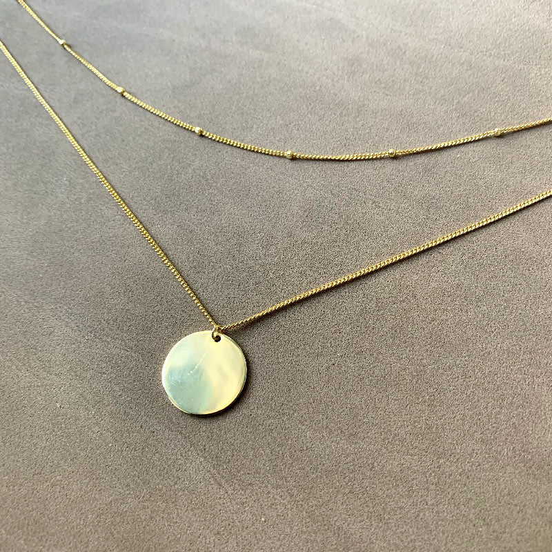 Disk double layer necklace