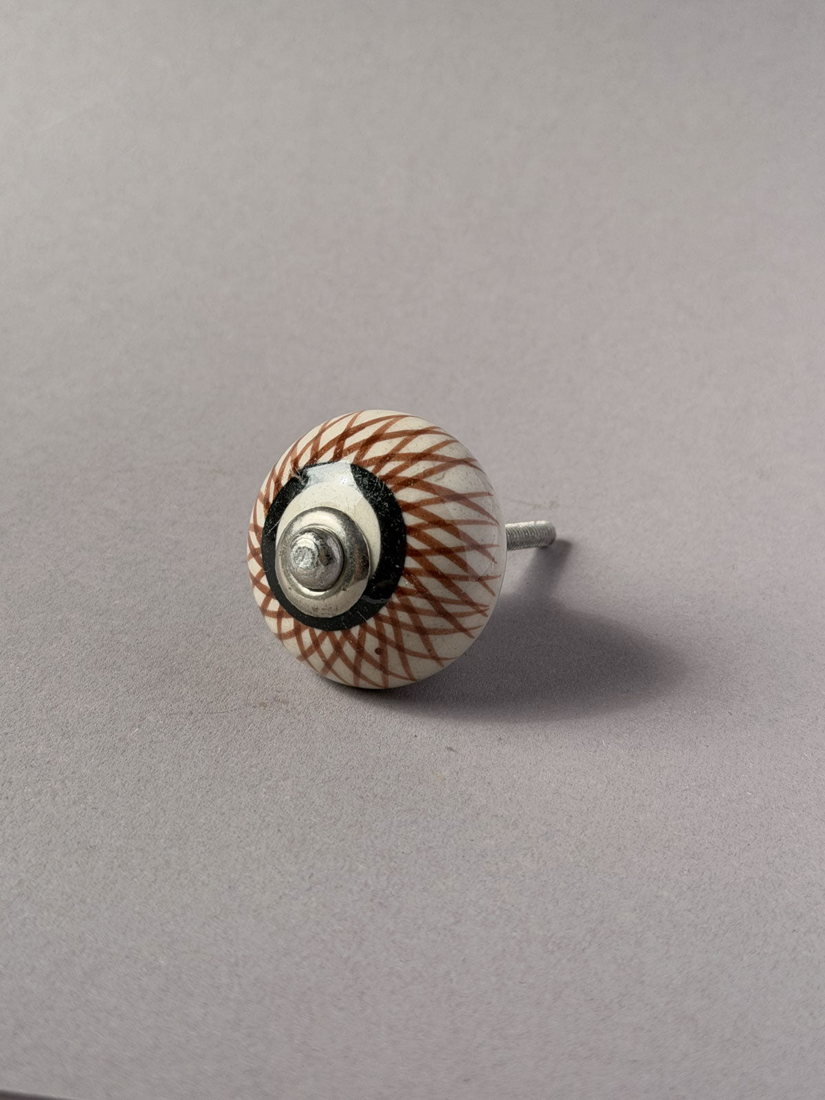 Ceramic Knob brown strokes