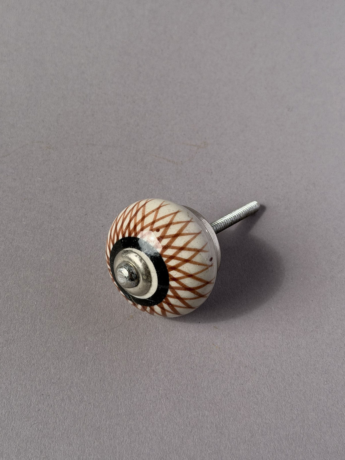 Ceramic Knob brown strokes