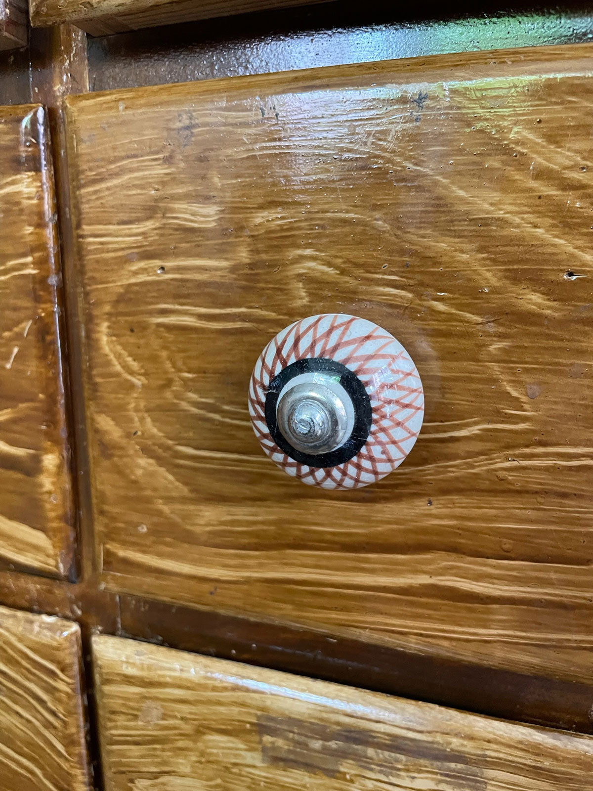 Ceramic Knob brown strokes