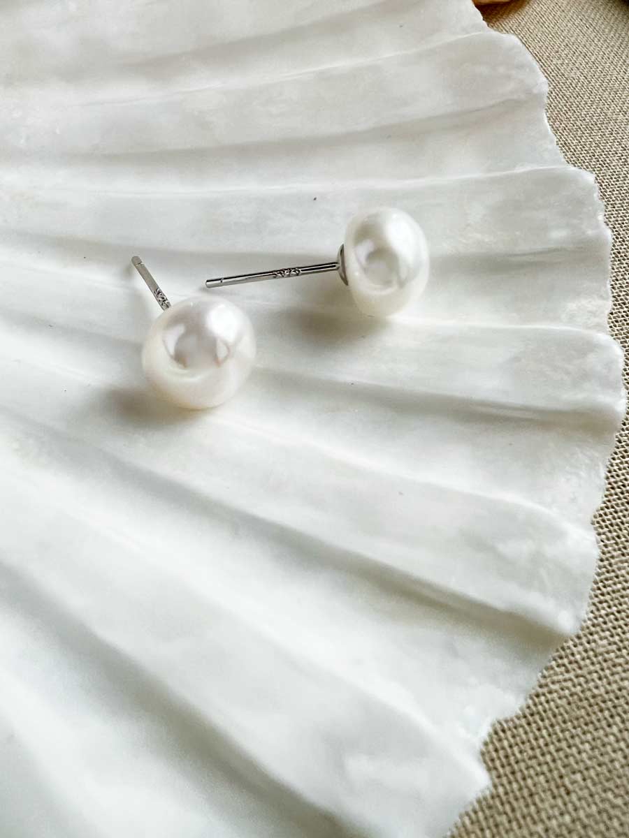 Pearl stud 8 mm silver