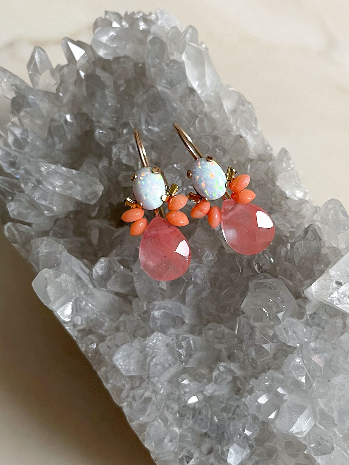 Gemstone Bee Earring Coral