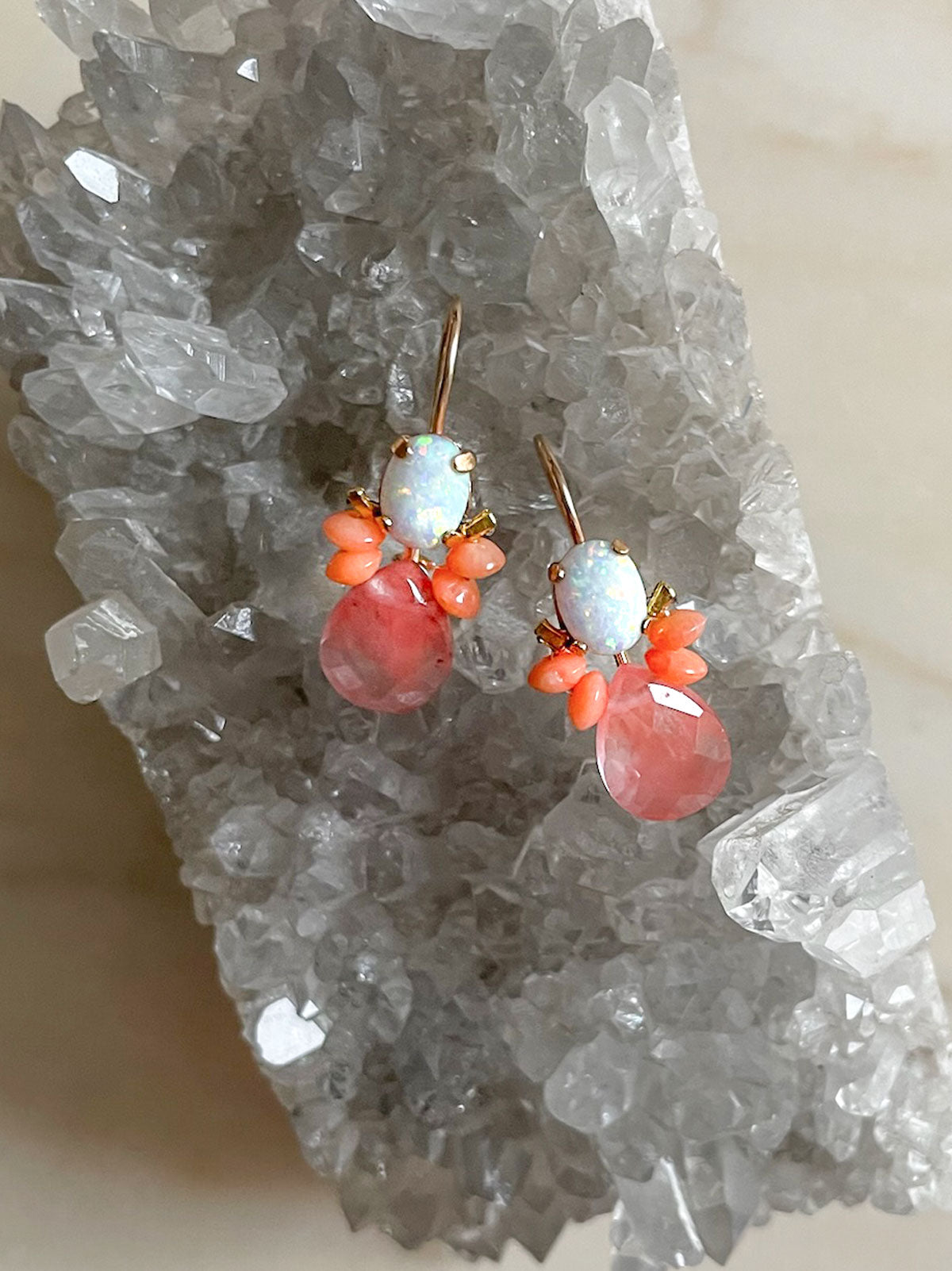 Gemstone Bee Earring Coral