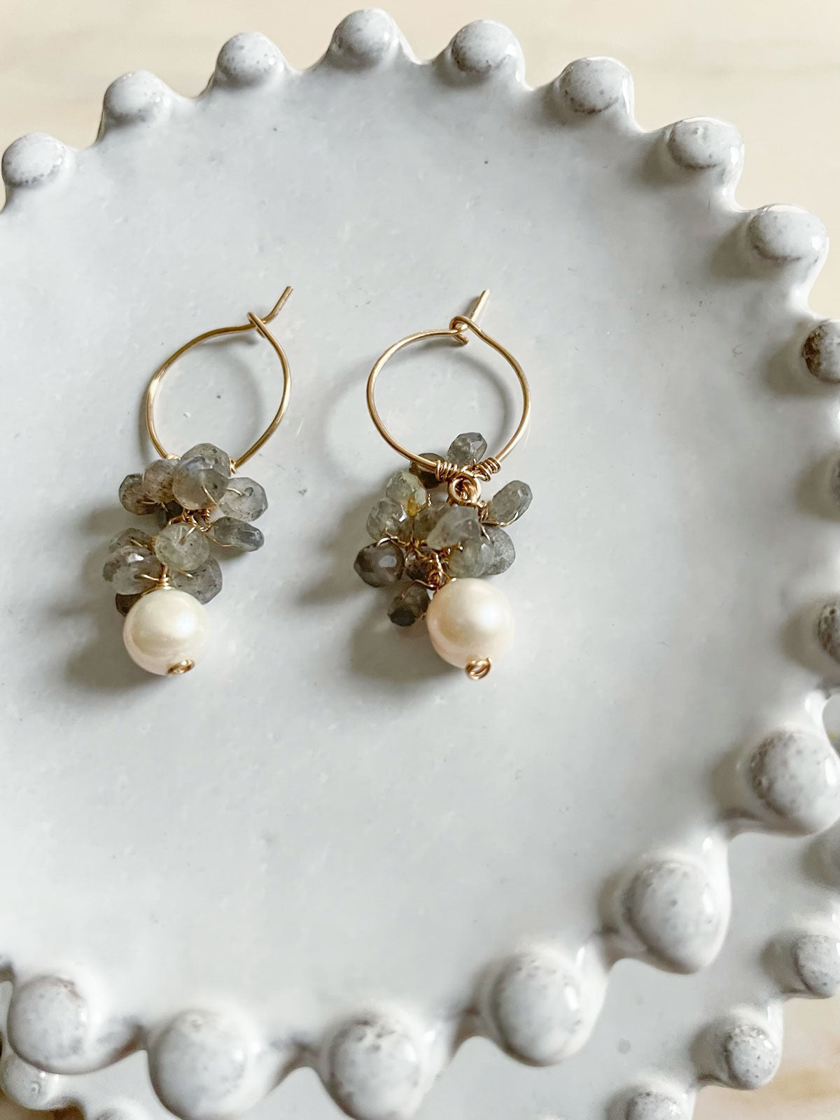 Gemstone Cluster Earring Labradorite