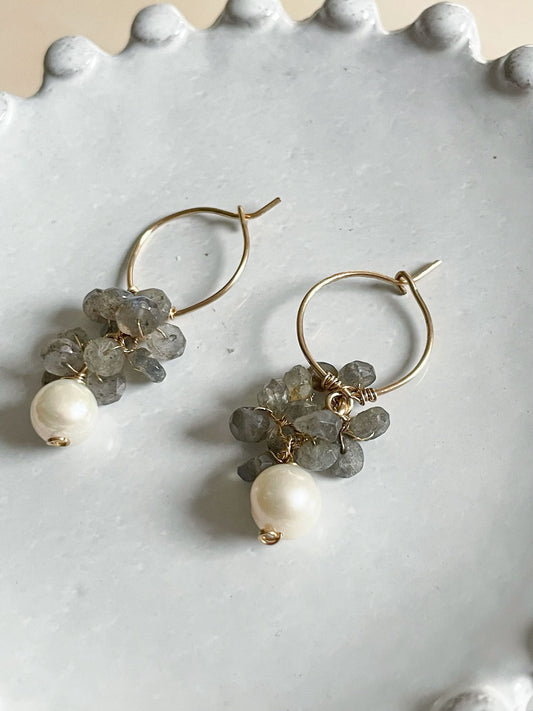 Gemstone Cluster Earring Labradorite