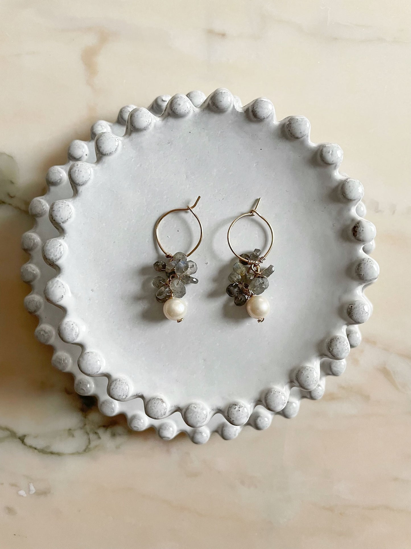 Gemstone Cluster Earring Labradorite