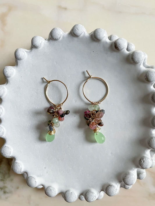 Gemstone Cluster Earring Tourmaline