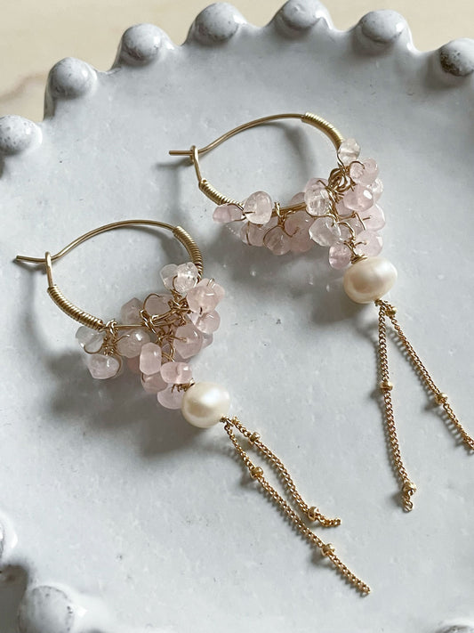 Gemstone Gipsy Earring Rose Quartz